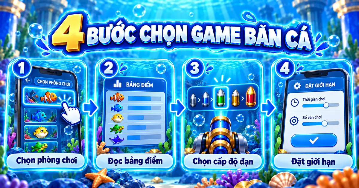 Bốn bước chọn phòng, đọc bảng điểm, chọn cấp đạn và đặt giới hạn khi chơi Bắn Cá LLWIN