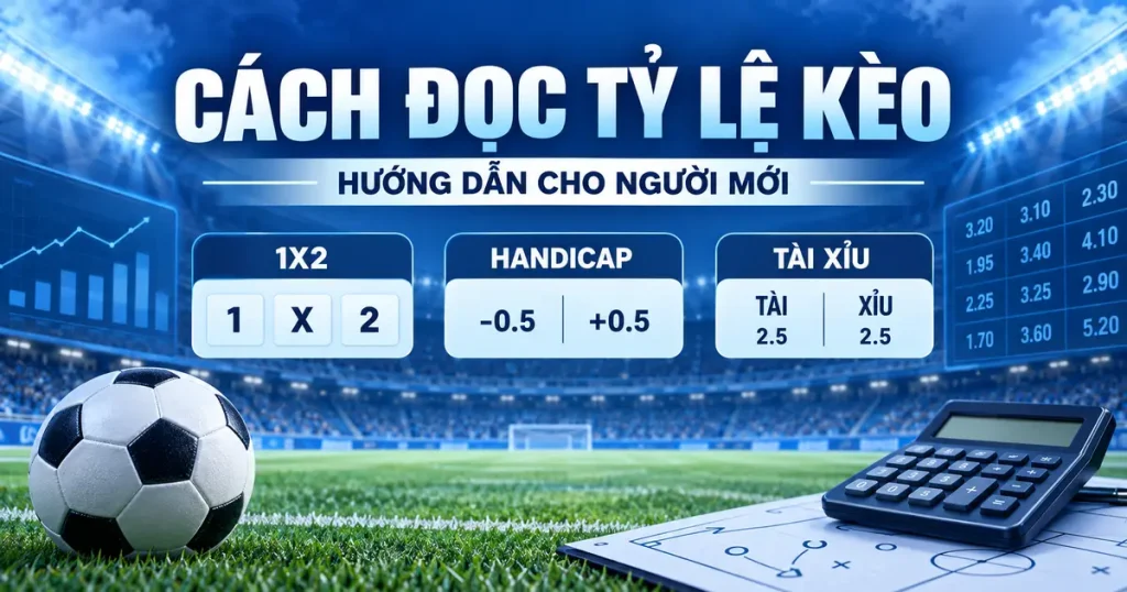 Hướng dẫn đọc tỷ lệ kèo 1X2, Handicap và Tài Xỉu