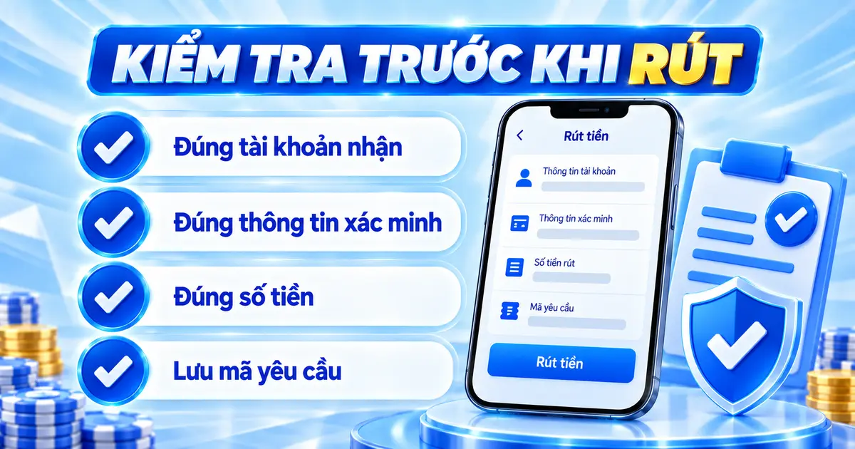 Checklist tài khoản nhận, thông tin xác minh, số tiền và mã yêu cầu khi rút LLWIN