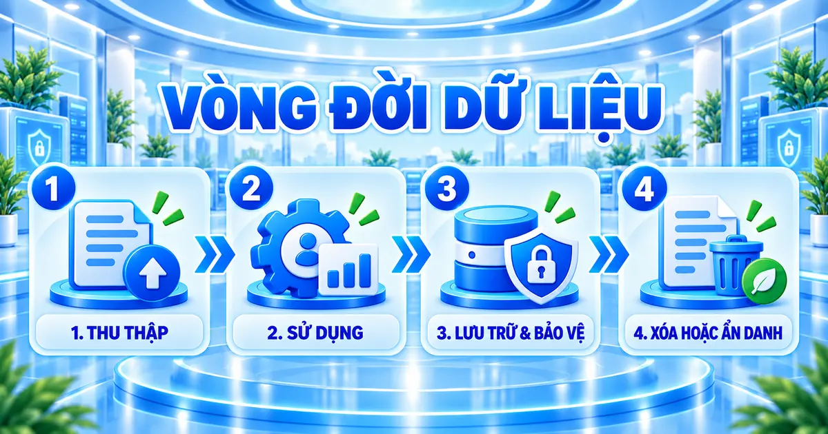 Vòng đời dữ liệu từ thu thập đến lưu trữ và xóa tại LLWIN